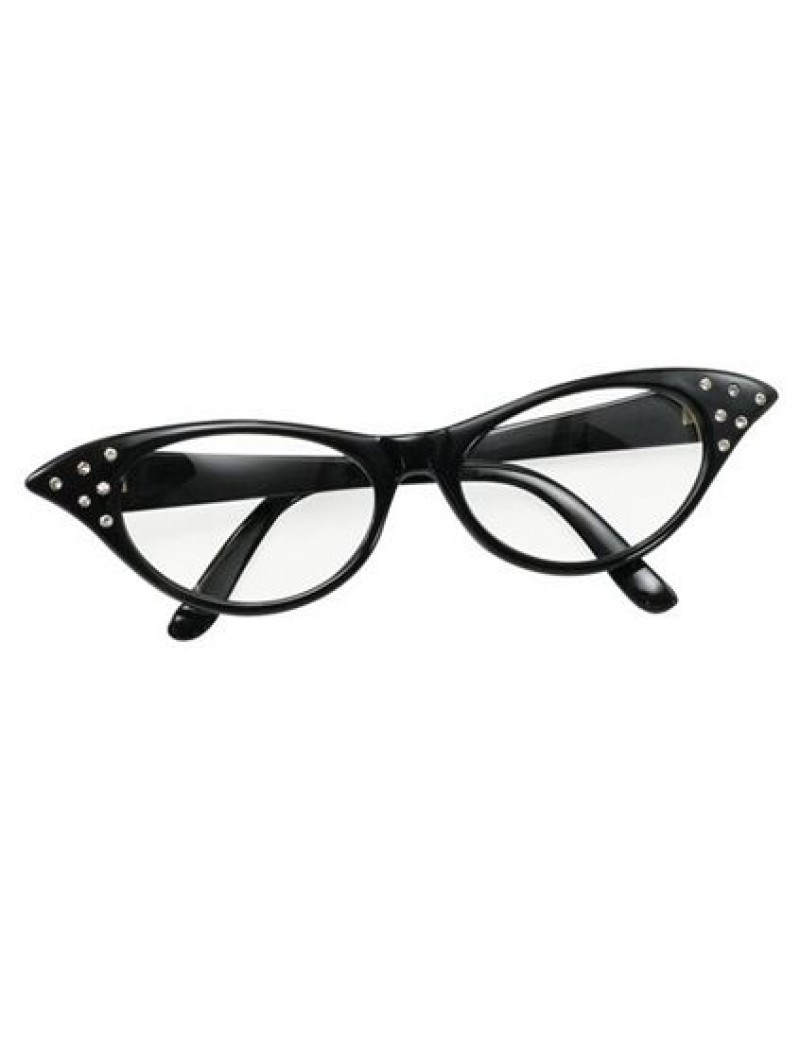 Glasses 1950s Diamante Black Bristol Novelty BA142B