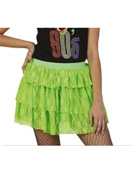 80s Neon Green Lace Ra Ra Skirt