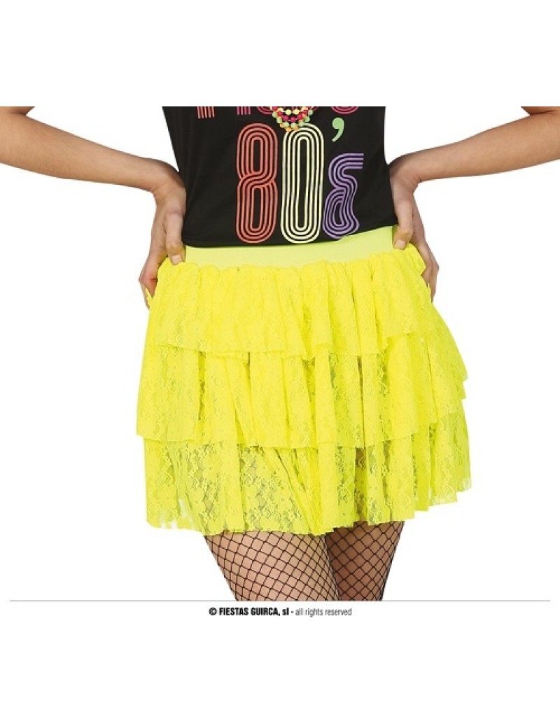 80s Yellow Lace Ra Ra Skirt