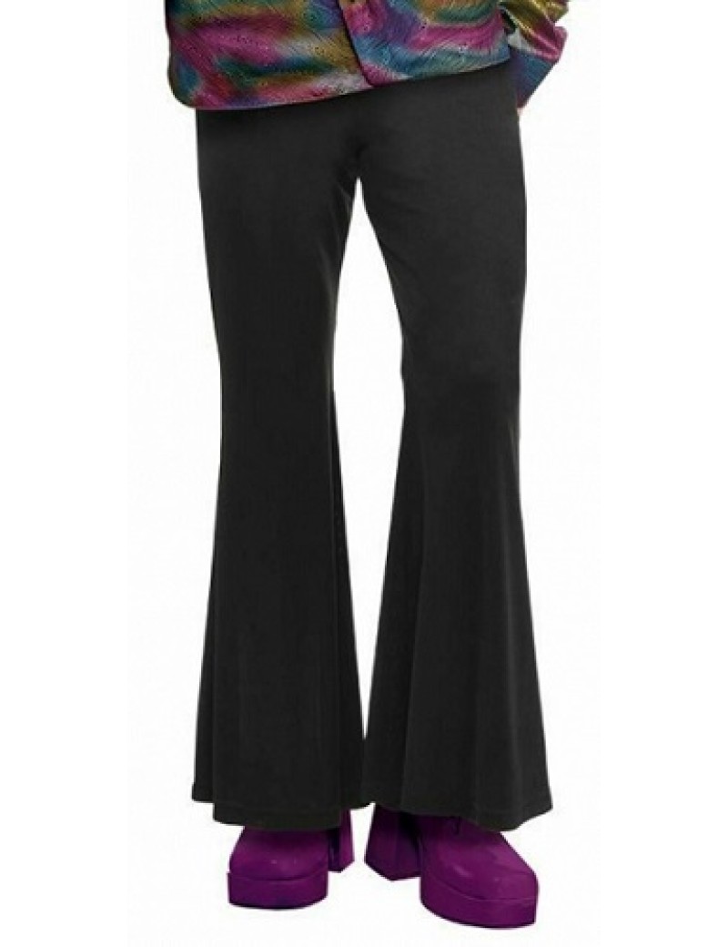 70s Black Polyester Flares