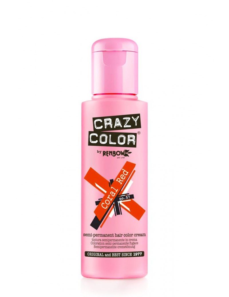 Crazy Color Semi-Permanent Hair Dye 100 ml Coral Red 