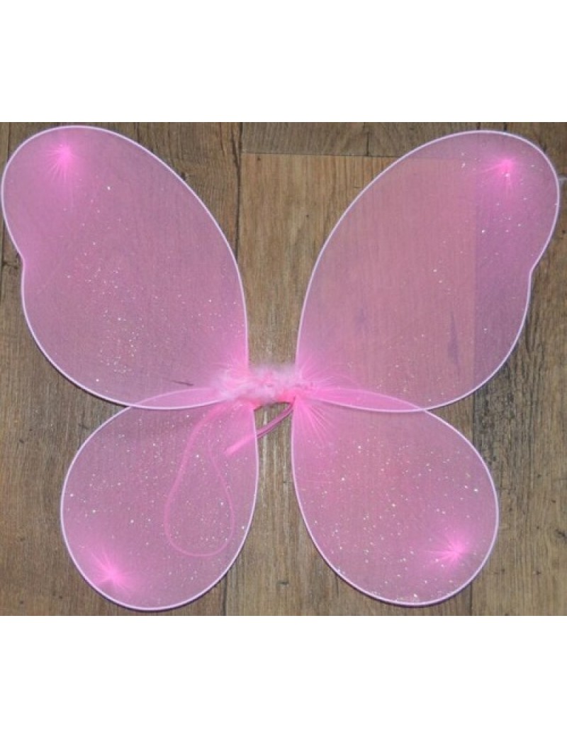 Pink Silver Glitter Fairy Wings