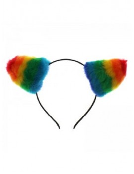 Gay Pride Rainbow Furry Cat Ears 64859