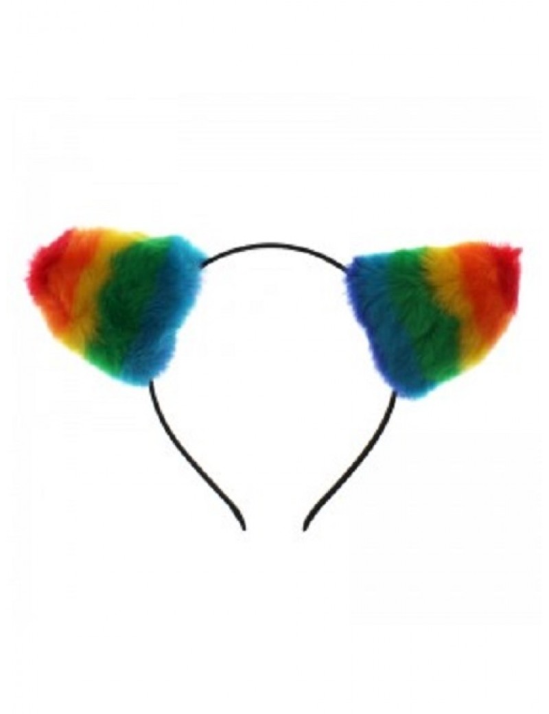 Gay Pride Rainbow Furry Cat Ears 64859