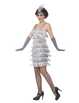 20s Flapper Costume Silver Grey