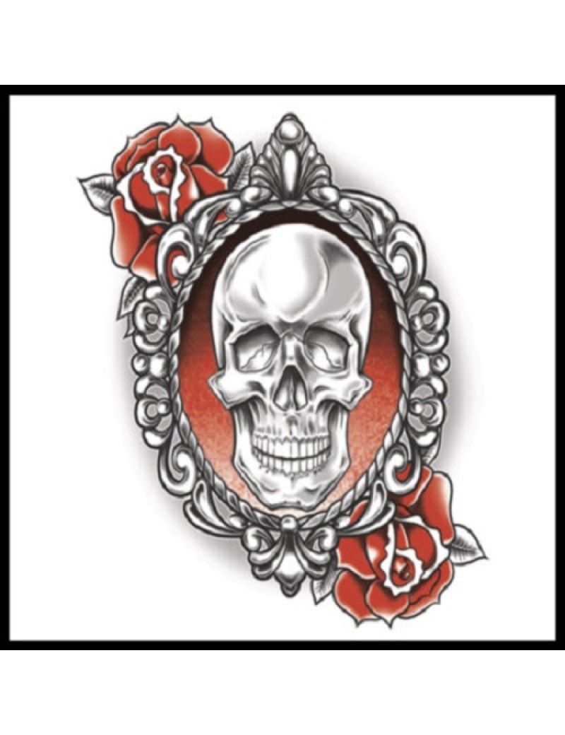 Gothic Skull & Roses Temporary Tattoo 