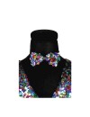 Womens Multi Coloured Sequin Waistcoat And Bow Tie