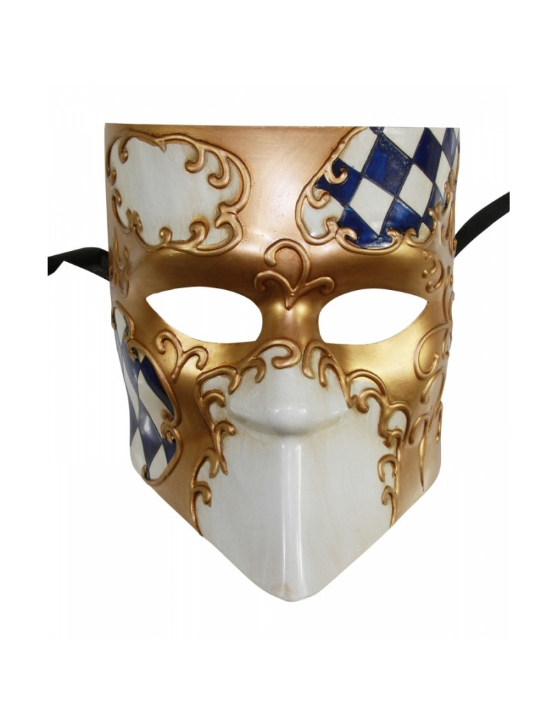 Checkered Full Face Mask 2 Tone Blue Gold PM034BL