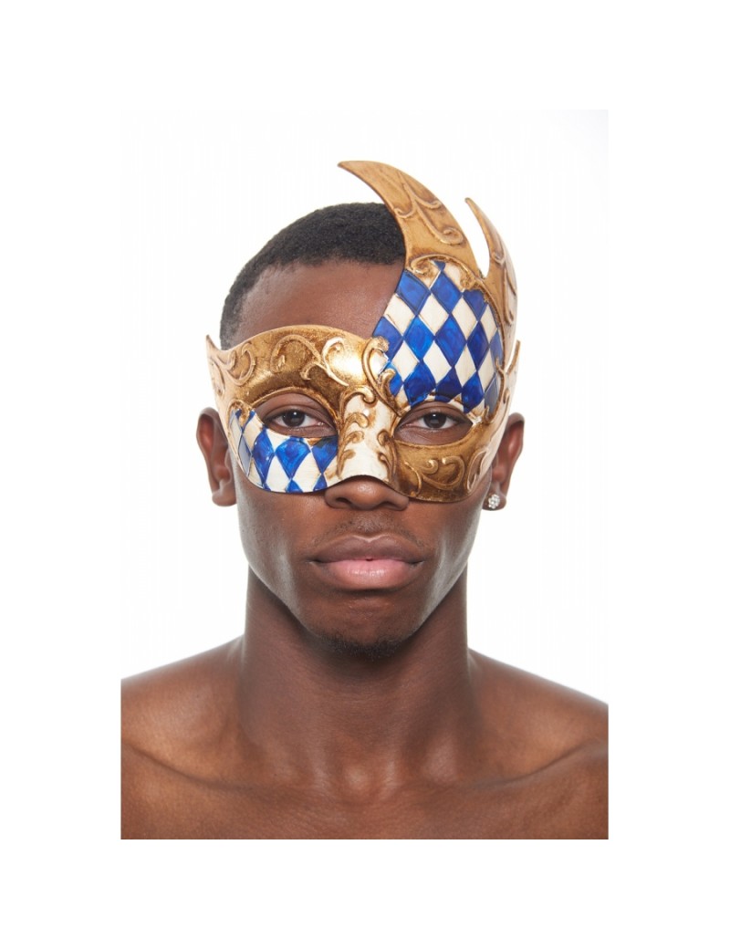 Eyemask Checkered 2 Tone Blue Gold PM022BL