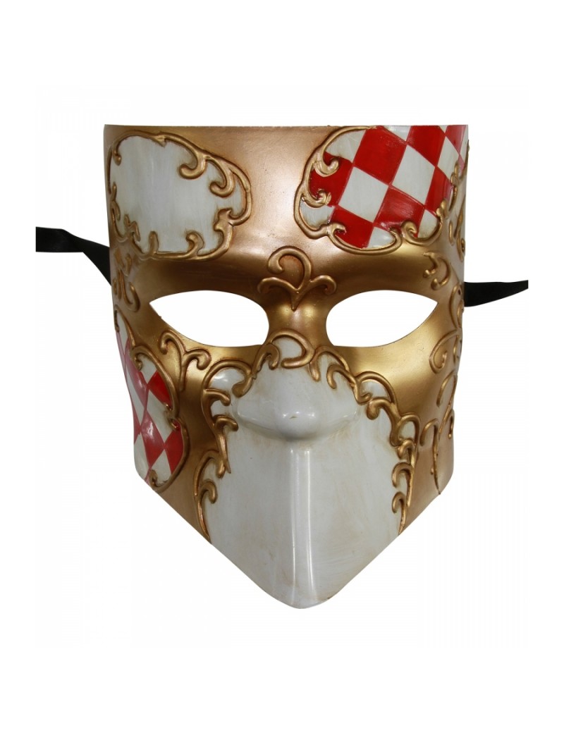 Checkered Full Face Mask 2 Tone Red Gold PM034RD