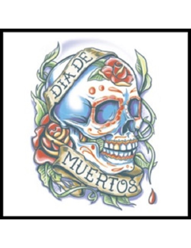 Day Of The Dead La Rosa Skull Temporary Tattoo 