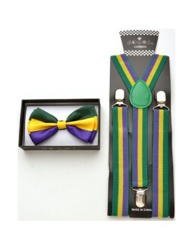 Mardi Gras Braces And Bow Tie Set