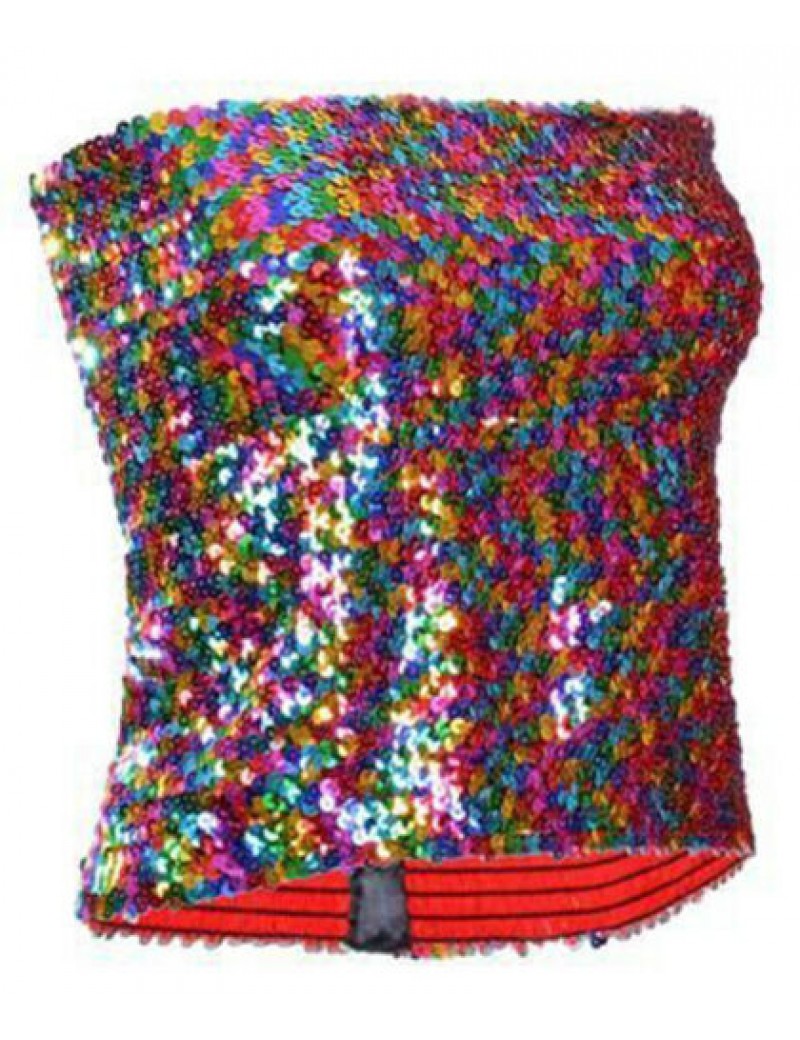 Sequin Multi Coloured Strapless Top