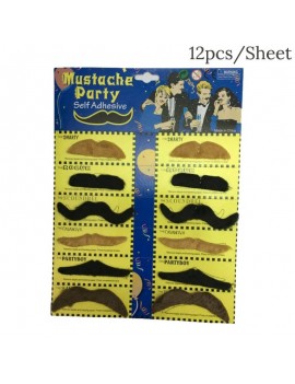Assorted Coloured Moustaches Pack Of 12