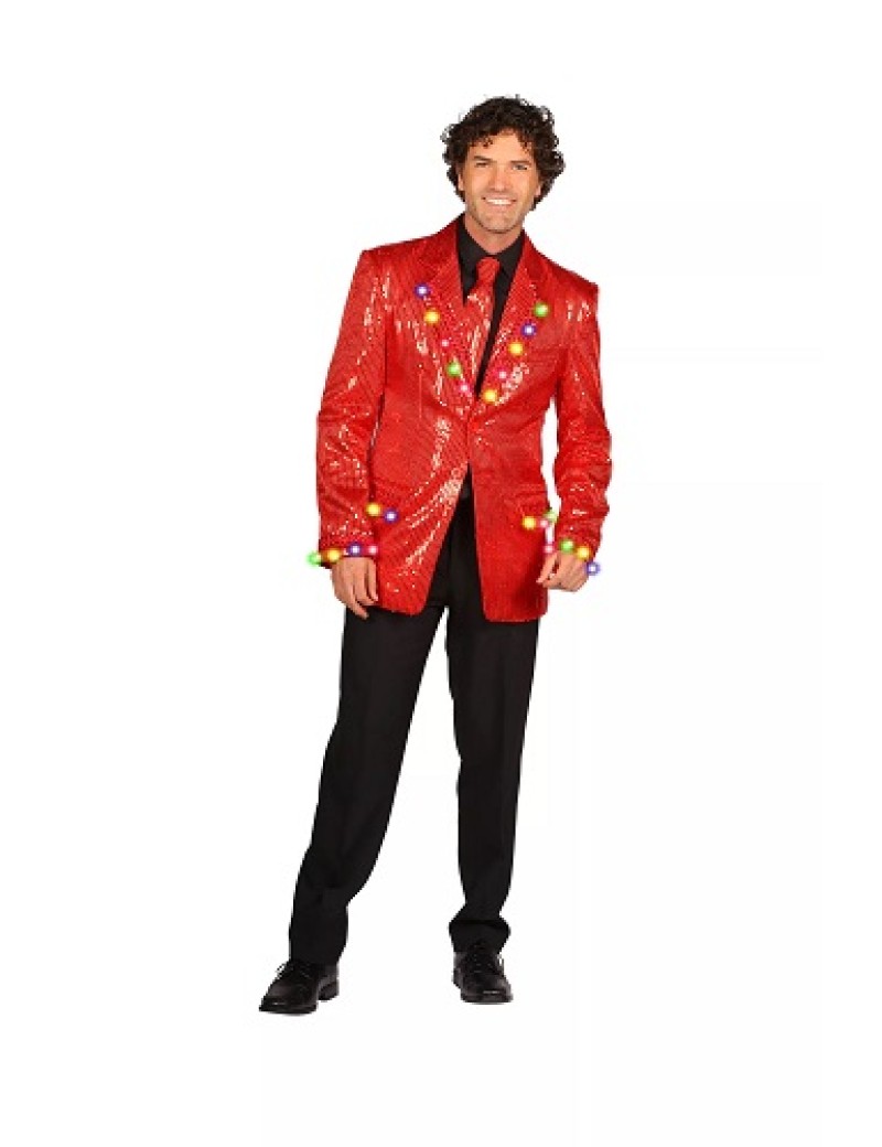 Red Sequin LED Jacket And Tie