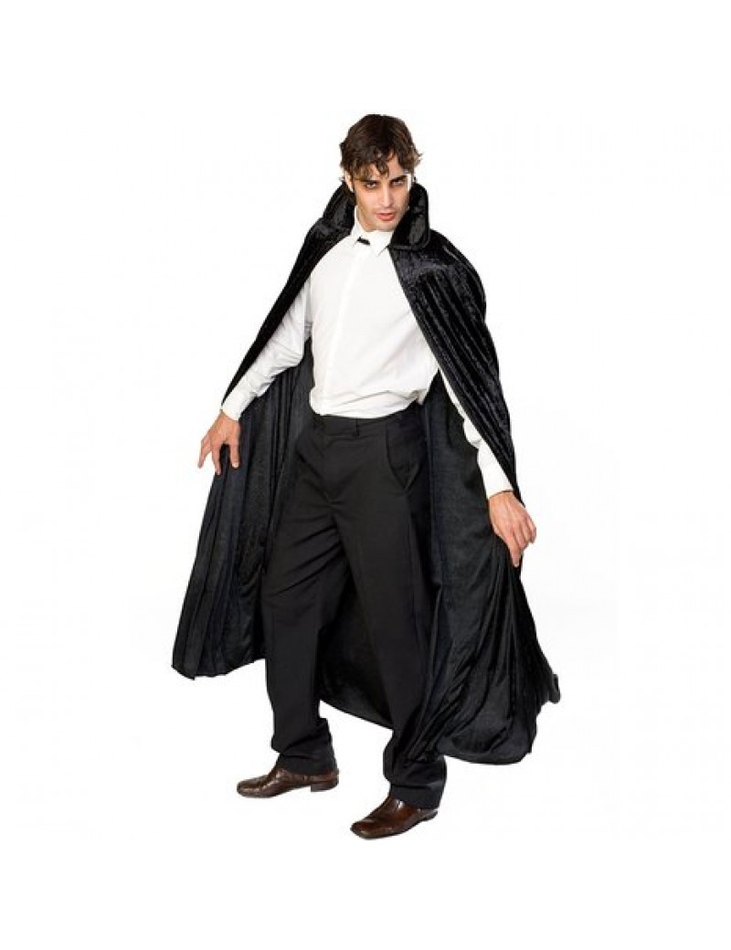 Long Crushed Velvet Cape Black