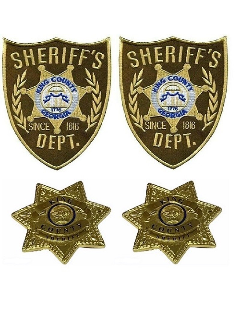 Kings County Sherrif Star Pin Badges And Patches Set