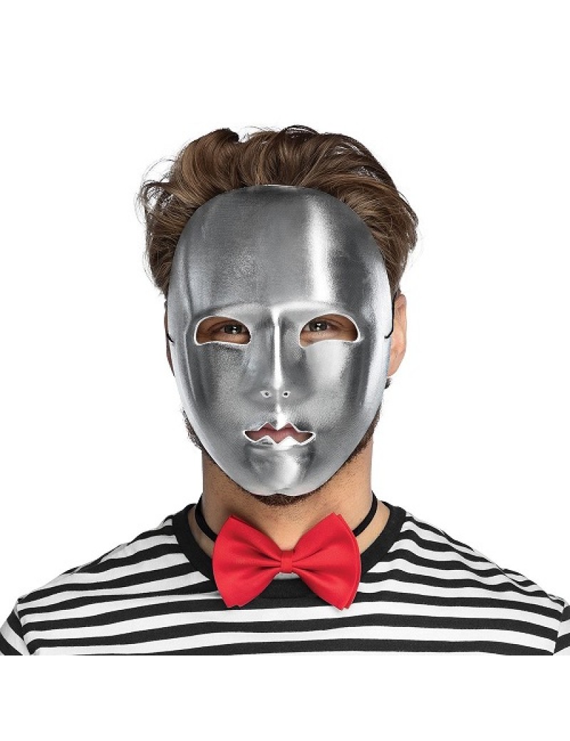 Silver Metallic Mime Mask