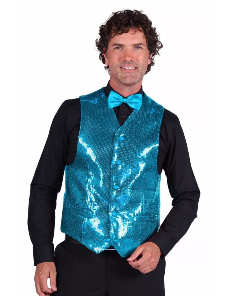 Turquoise Blue Sequin Waistcoat