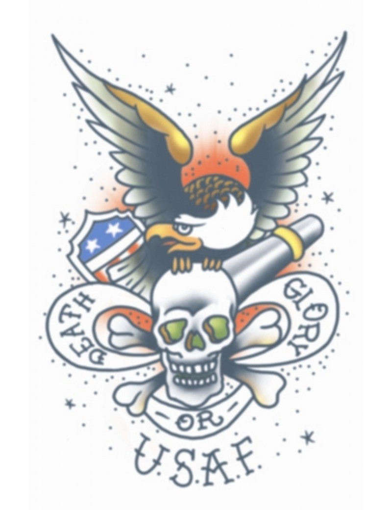 Military U.S.A.F Death Or Glory Temporary Tattoo 