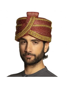 Indian Red and Gold Turban