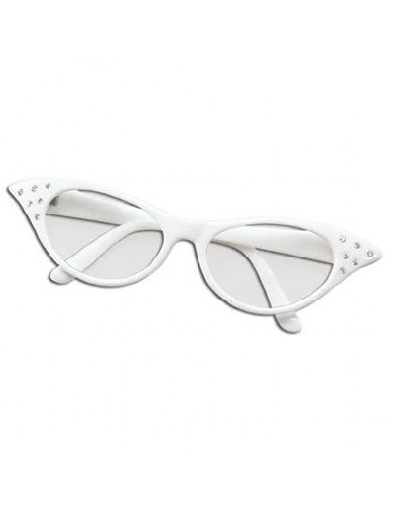 1950s Diamante White Glasses