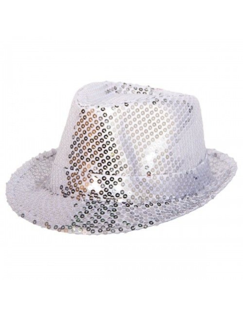 Sequin Silver Trilby Hat 