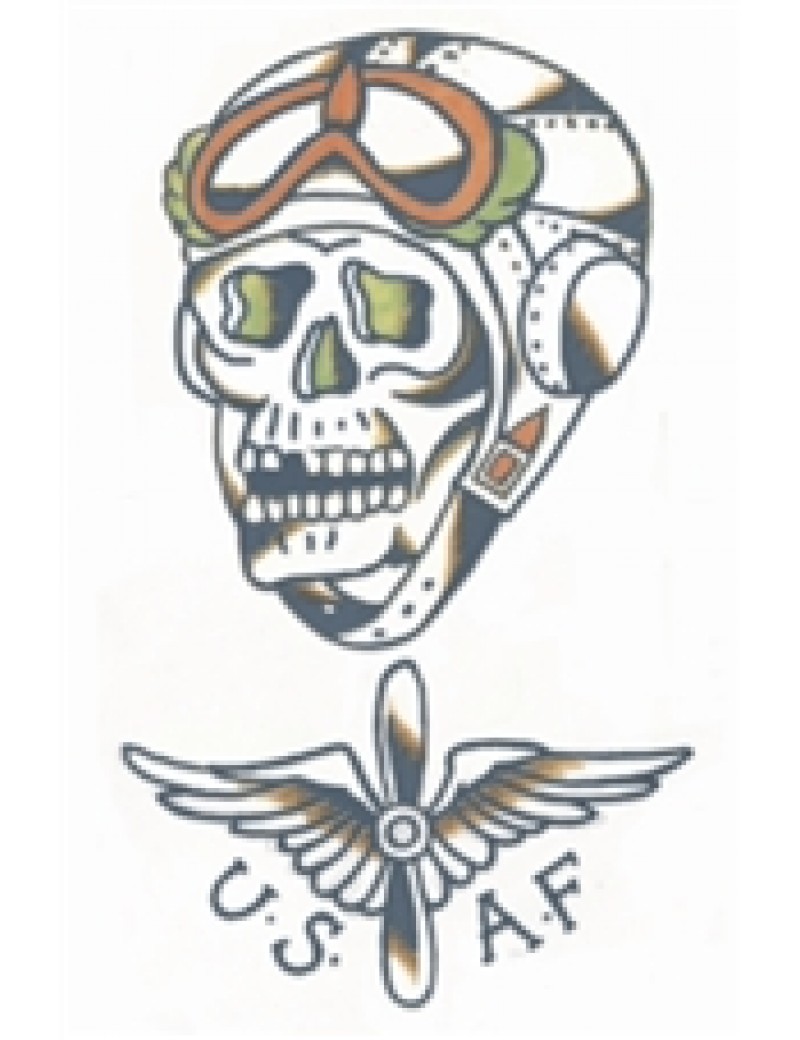 Military U.S.A.F Skull Temporary Tattoo 