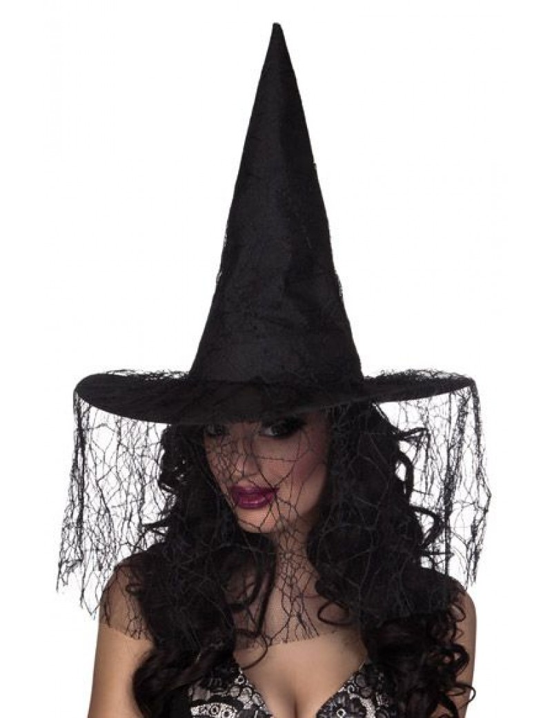 Seda Witch Hat Black Spiderweb Lace