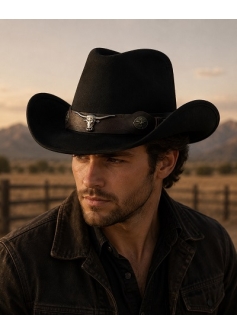 Black Cowboy Hat Bull Texas Model