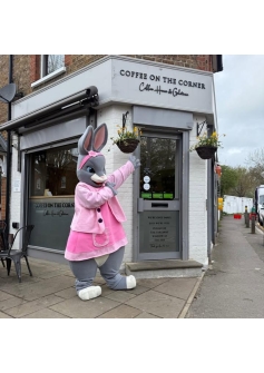 Professional Grey Bunny Mascot Costume