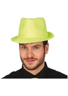 Neon Yellow Sequin Trilby