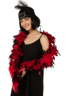 Red & Black Feather Boa ST4964