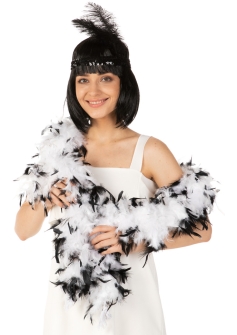 White And Black Feather Boa ST4971