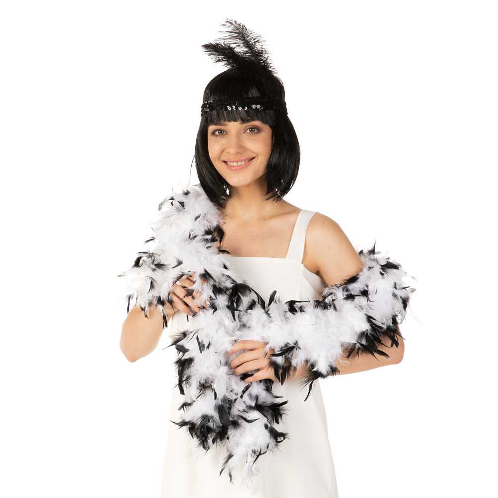 White & Black Feather Boa