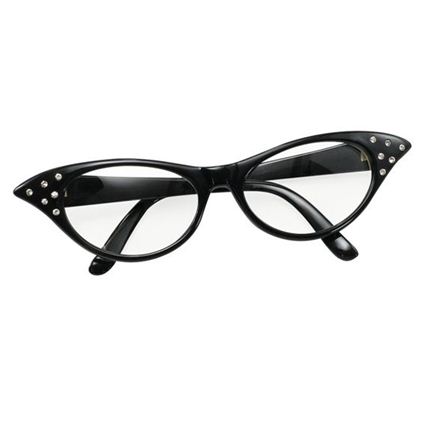 Glasses 1950s Diamante Black Bristol Novelty BA142B