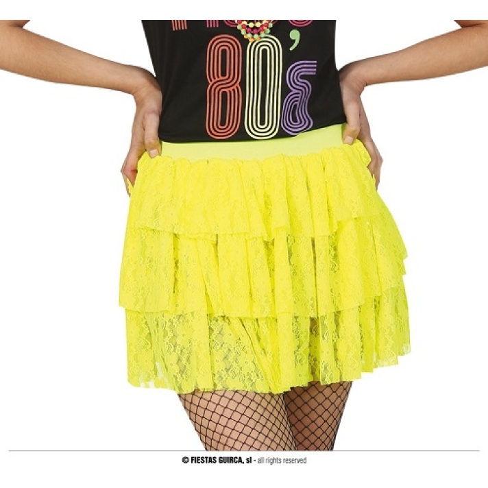 80s Yellow Lace Ra Ra Skirt