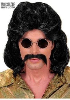 Black 70s Man Wig Widmann