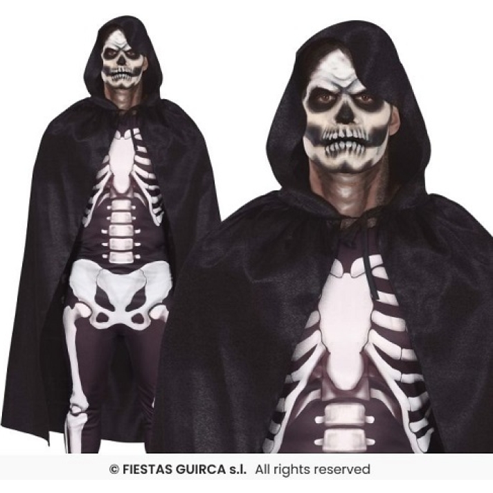 Black Hooded Velour Cape