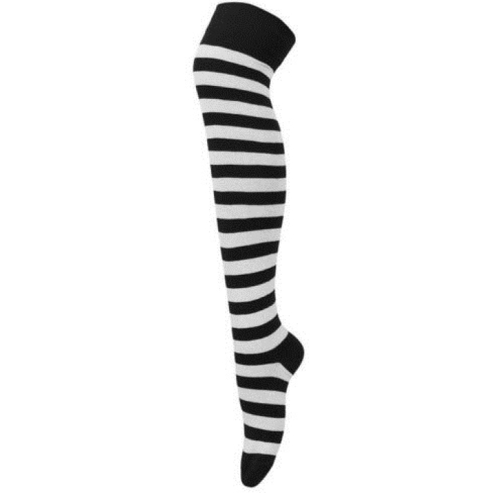 Black And White Striped Over The Knee Socks