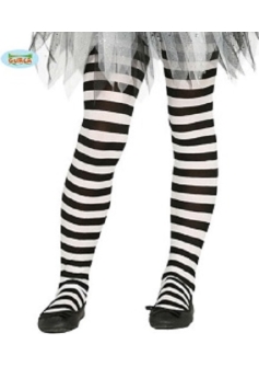 Black and White Striped Kids Tights
