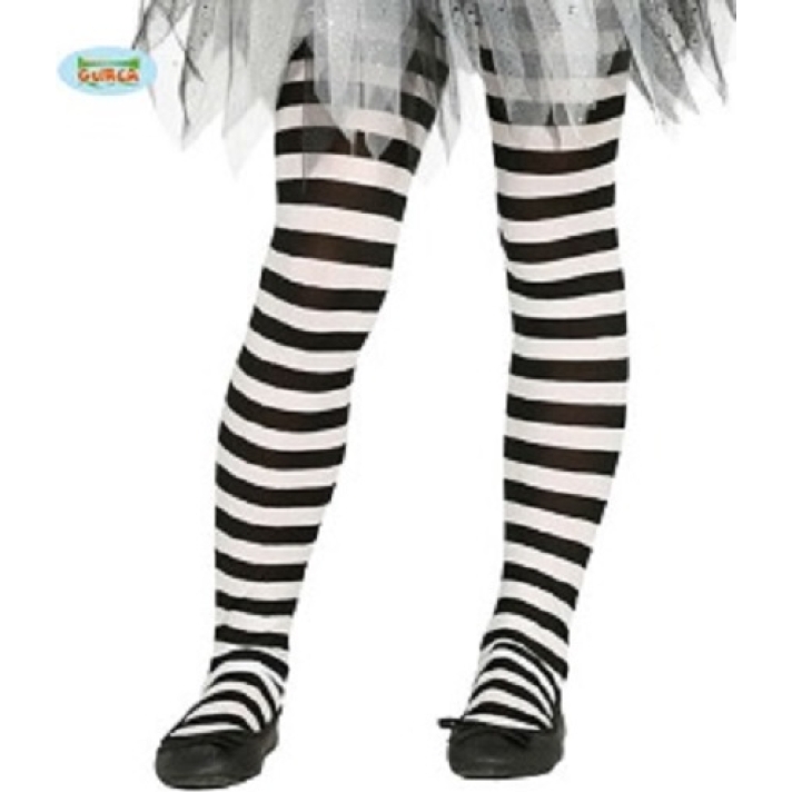 Black And White Striped Kids Tights