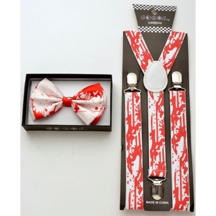 Blood Splatter Braces And Bow Tie Set