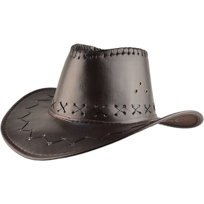 Brown Leather Look Cowboy Hat