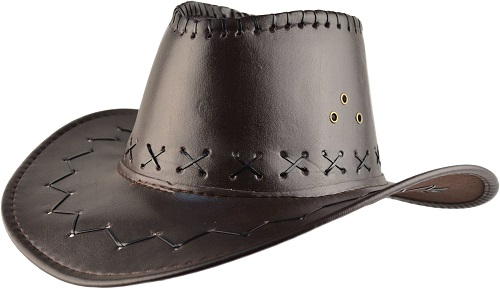 Brown Leather Look Cowboy Hat