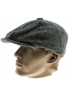 E Apollo 8-pannel-herringbone-tweed-cap-light-grey-81020