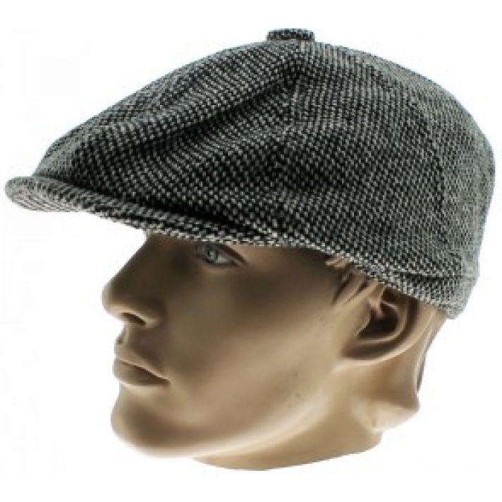 Herringbone Tweed Cap Grey