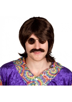 Hippy wig and moustache set 85722