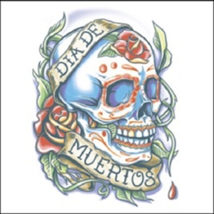 Day Of The Dead La Rosa Skull Temporary Tattoo