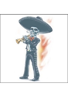 Mariachi Skeleton Temporary Tattoo